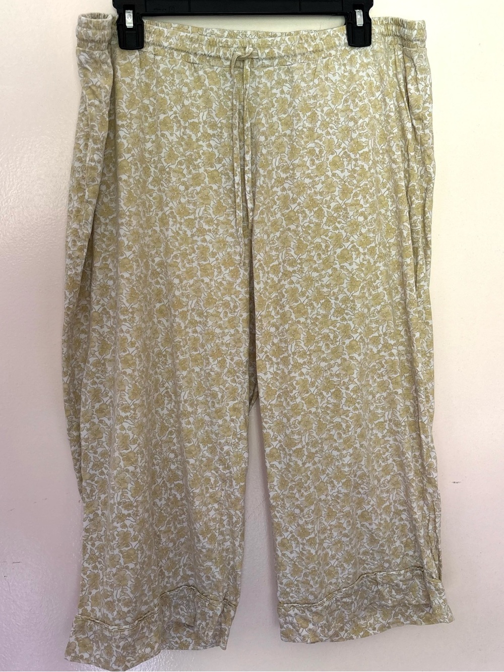 Women's Drawstring Wide-Leg Pant - Light Yellow Floral